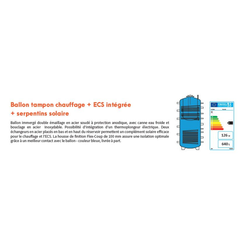 BALLON TAMPON TS2S 600 AVEC ECS BAIN MARIE + DOUBLE SERP. SOLAIRE pour produit 
