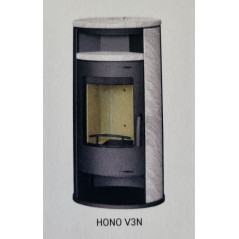 Poêle bois-bûches HONO V3N 7kW noir + pierre ollaire