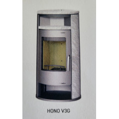 Poêle bois-bûches HONO V3G 7kW gris + pierre ollaire