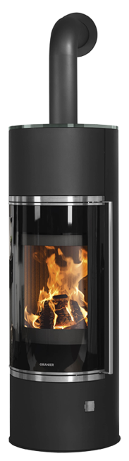 POELE BOIS Arena Aqua 2.0 acier noir dessus verre 8.5kw- dont 5Kw eau