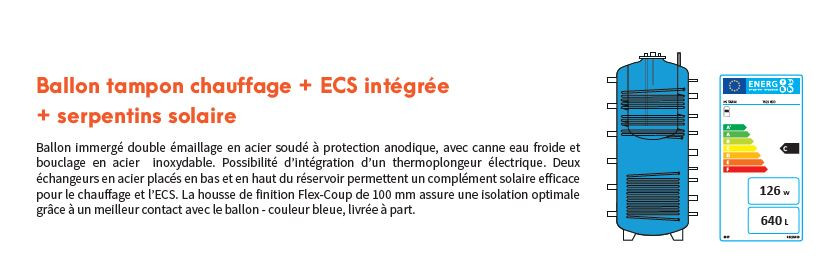 BALLON TAMPON TS2S 600 AVEC ECS BAIN MARIE + DOUBLE SERP. SOLAIRE