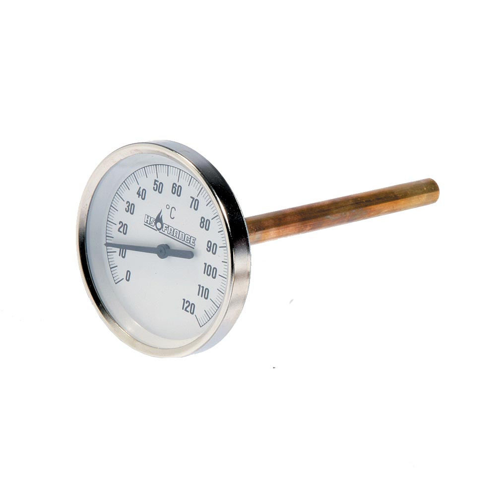 Thermomètre à plongeur diamètre 80 mm L 150 mm avec doigt de gant